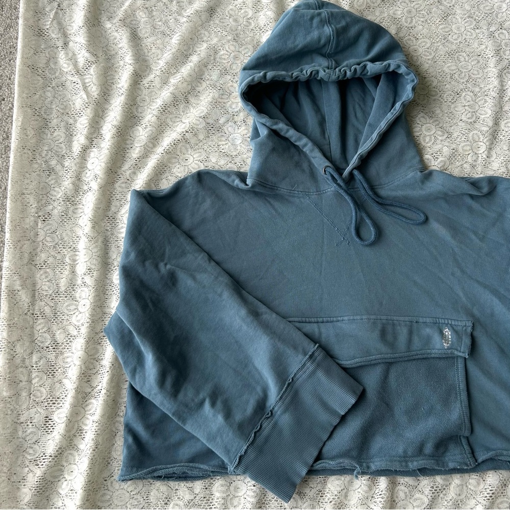 Free People Movement Beachy Cropped hoodie blue size small - Picture 4 of 9